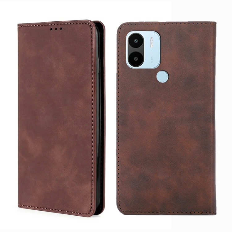 

For Xiaomi Redmi A1+ 4G Skin Feel Magnetic Horizontal Flip Leather Phone Case(Dark Brown)