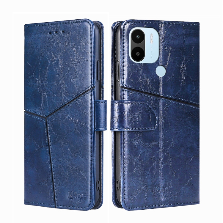 

For Xiaomi Redmi A1+ 4G Geometric Stitching Horizontal Flip Leather Phone Case(Blue)