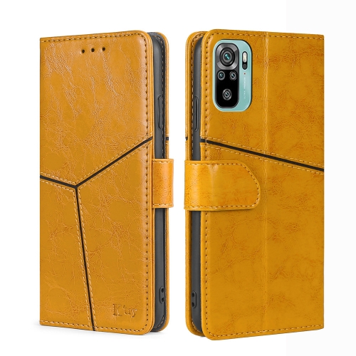 

For Xiaomi Redmi Note 11 SE India / Poco M5S 4G Geometric Stitching Horizontal Flip Leather Phone Case(Yellow)