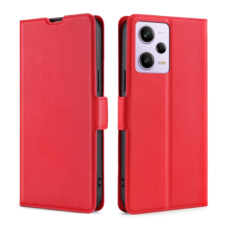 

For Xiaomi Redmi Note 12 Pro 5G Ultra-thin Voltage Side Buckle Horizontal Flip Leather Phone Case(Red)