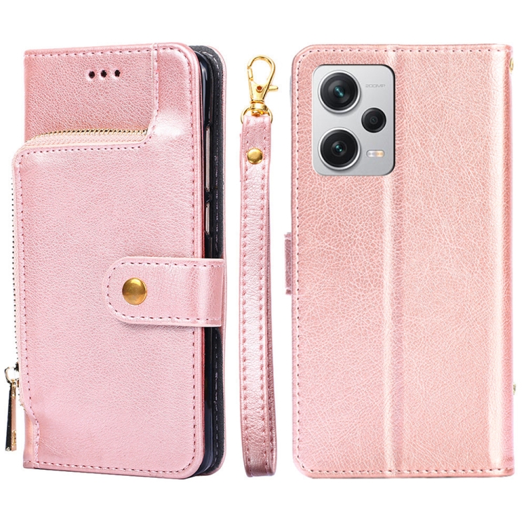 

For Xiaomi Redmi Note 12 Pro+ 5G Zipper Bag Leather Phone Case(Rose Gold)