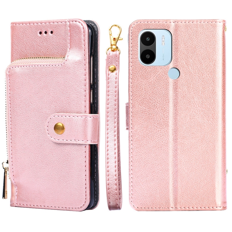 

For Xiaomi Redmi A1+ 4G Zipper Bag Leather Phone Case(Rose Gold)