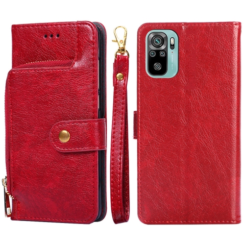 

For Xiaomi Redmi Note 11 SE India / Poco M5S 4G Zipper Bag Leather Phone Case(Red)