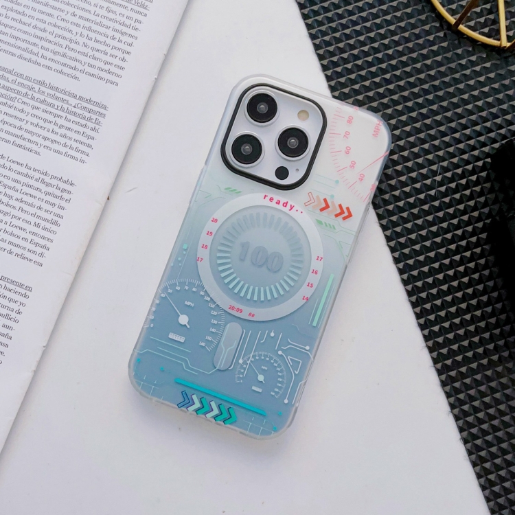 

For iPhone 12 Pro IMDL Circuit Board Magnetic Magsafe Phone Case(Gradient Blue)