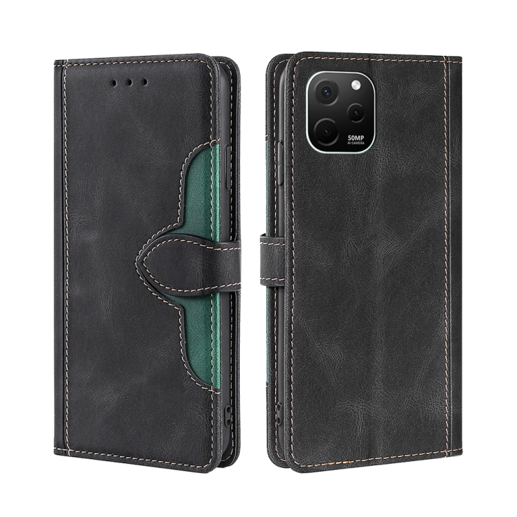 

For Huawei nova Y61 Skin Feel Magnetic Buckle Leather Phone Case(Black)