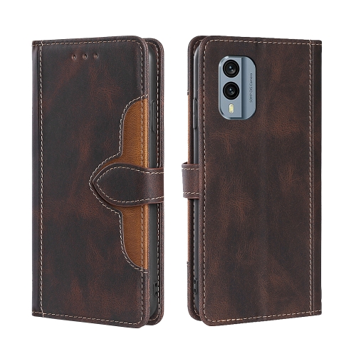 

For Nokia X30 5G Skin Feel Magnetic Buckle Leather Phone Case(Brown)