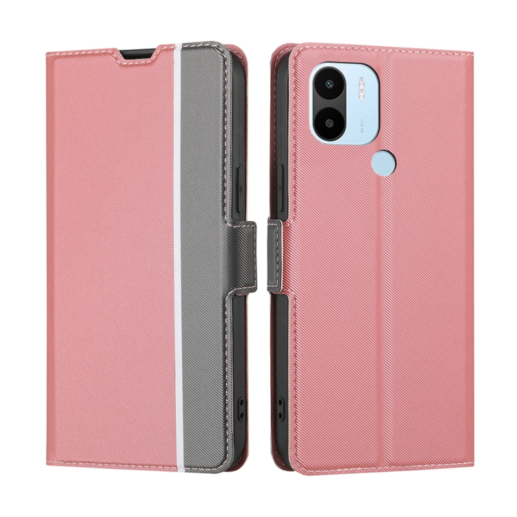 

For Xiaomi Redmi A1+ 4G Twill Texture Side Button Leather Phone Case(Pink)