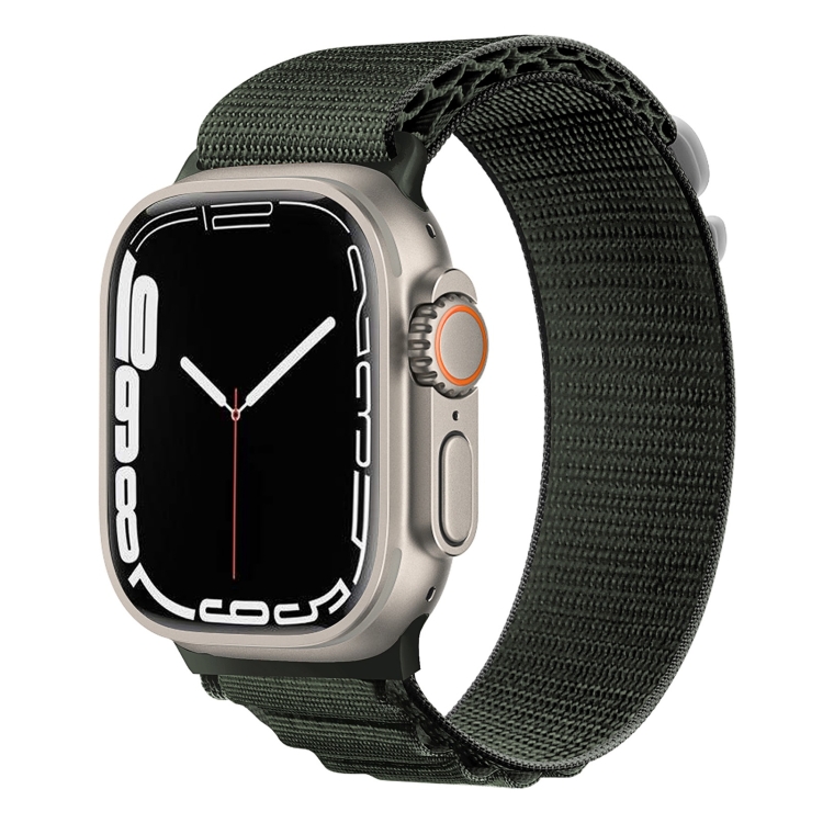 

Silver Buckle Nylon Watch Band For Apple Watch Ultra 49mm / Series 8&7 45mm / SE 2&6&SE&5&4 44mm(Green)