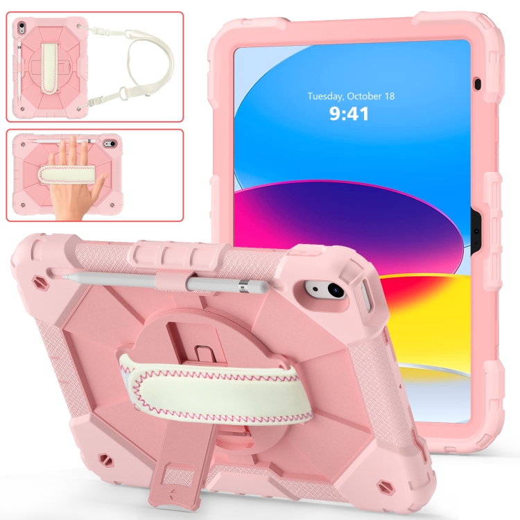 

For iPad 10th Gen 10.9 2022 Contrast Color Robot Shockproof Silicon + PC Tablet Protective Case(Rose Gold)