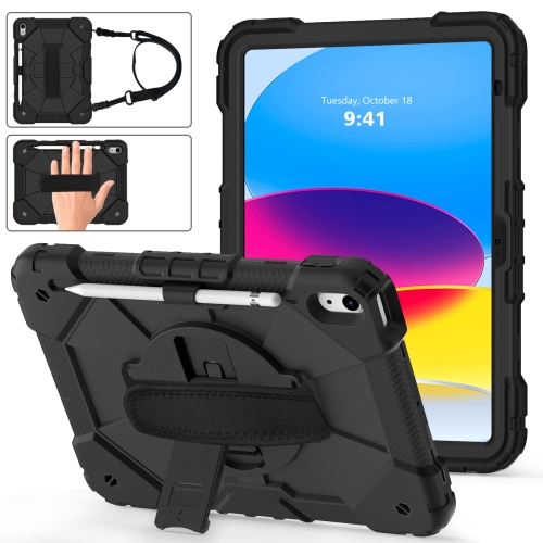 

For iPad 10th Gen 10.9 2022 Contrast Color Robot Shockproof Silicon + PC Tablet Protective Case(Black)