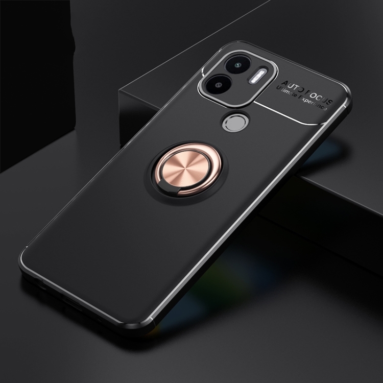 

For Xiaomi Redmi A1+ Metal Ring Holder 360 Degree Rotating TPU Phone Case(Black Gold)