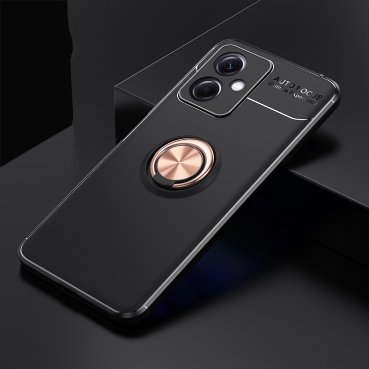 

For Xiaomi Redmi Note 12 5G Metal Ring Holder 360 Degree Rotating TPU Phone Case(Black Gold)