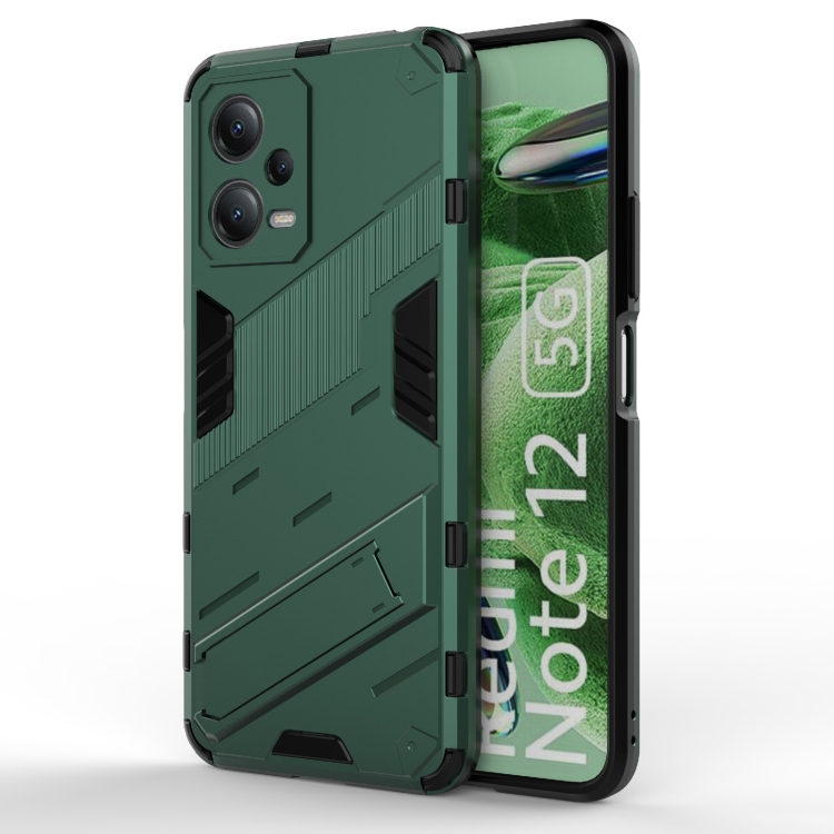 

For Xiaomi Redmi Note 12 China / Note 12 5G India Punk Armor 2 in 1 PC + TPU Phone Case with Invisible Holder(Green)