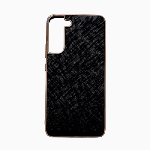 

For Samsung Galaxy S22+ 5G Nano Electroplating Cross Texture Genuine Leather Phone Case(Black)