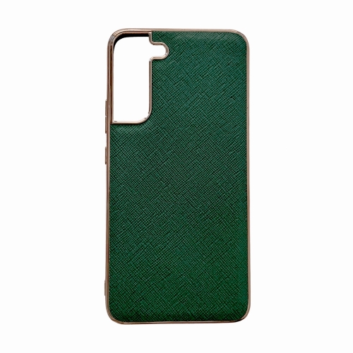 

For Samsung Galaxy S21+ 5G Nano Electroplating Cross Texture Genuine Leather Phone Case(Green)