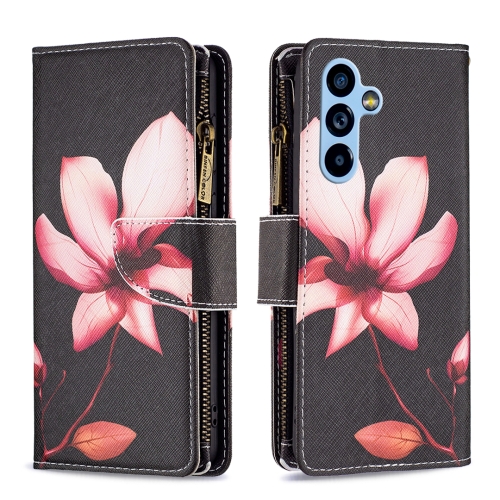 

For Samsung Galaxy A54 5G Colored Drawing Pattern Zipper Leather Phone Case(Lotus)