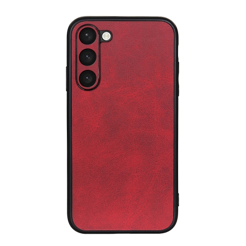 

For Samsung Galaxy S23+ 5G Accurate Hole Two-color Calf Texture PU Phone Case(Red)