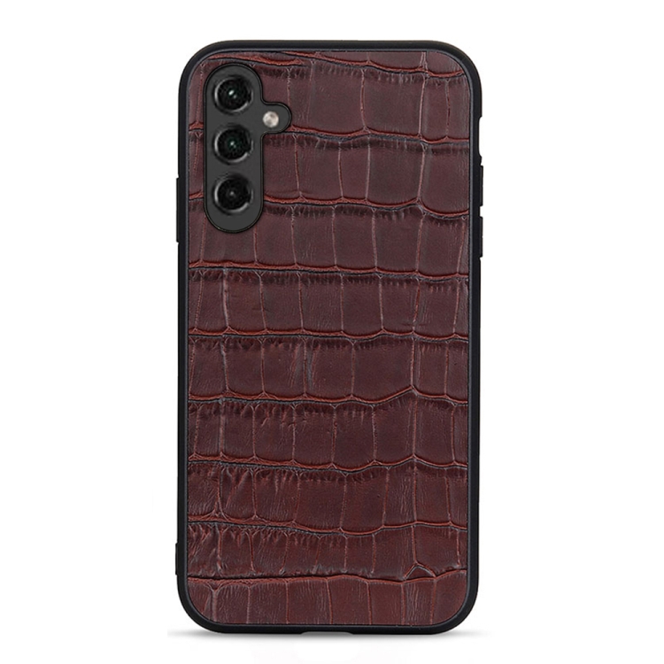 

For Samsung Galaxy A14 5G Crocodile Texture Genuine Leather Phone Case(Brown)