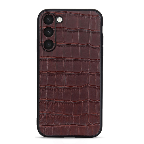 

For Samsung Galaxy S23+ 5G Crocodile Texture Genuine Leather Phone Case(Brown)