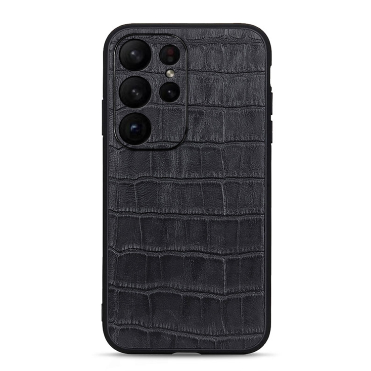 

For Samsung Galaxy S23 Ultra 5G Crocodile Texture Genuine Leather Phone Case(Black)