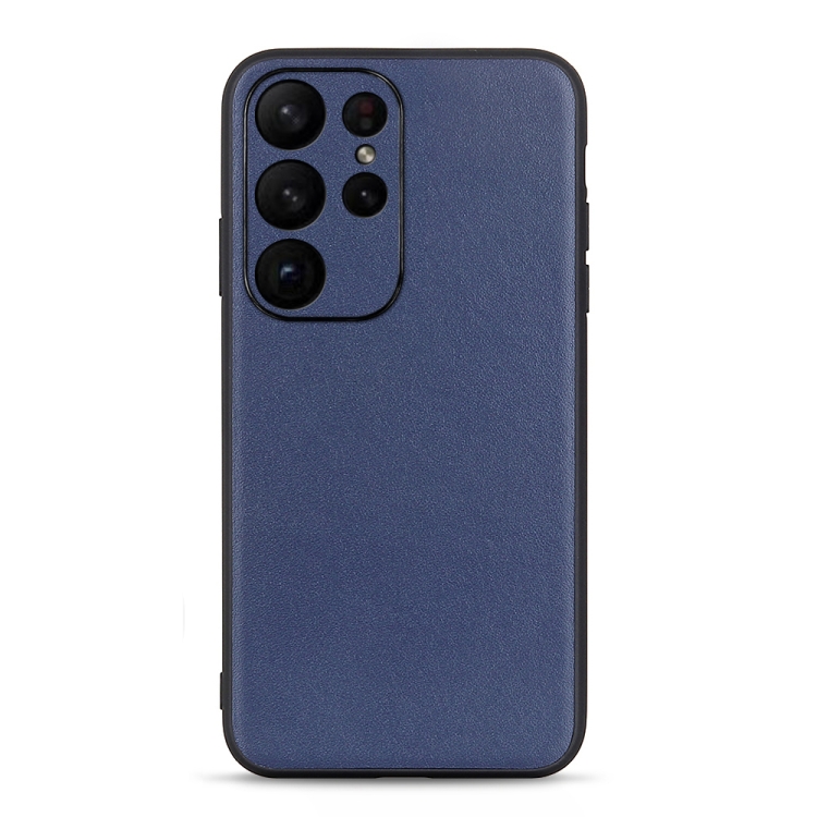 

For Samsung Galaxy S23 Ultra 5G Sheepskin Texture Genuine Leather Phone Case(Blue)