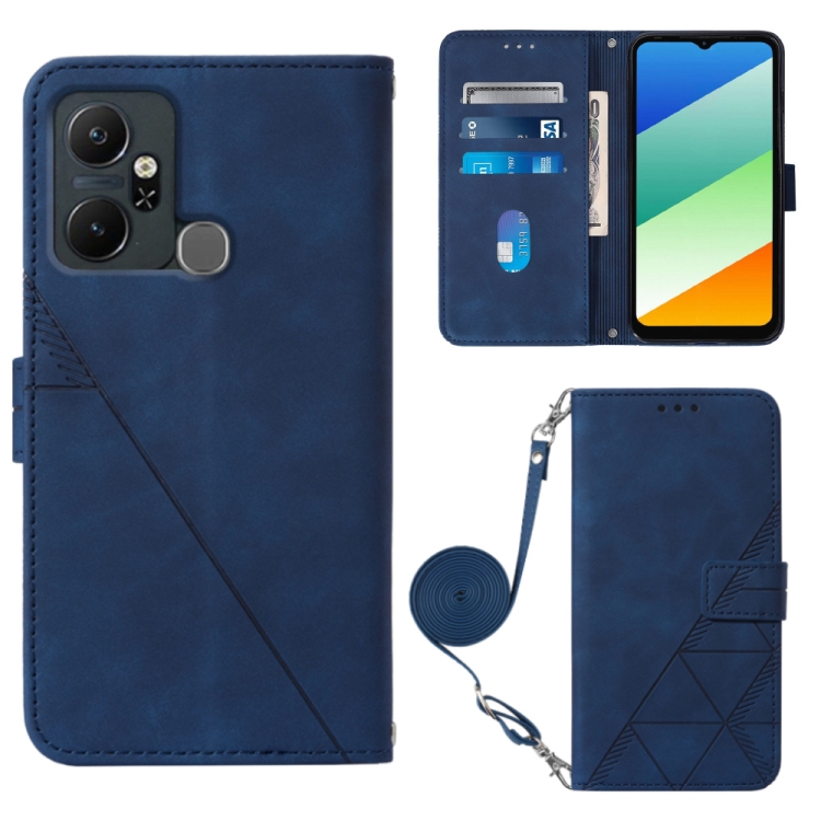 

For Infinix Smart 6 Plus X6823 Crossbody 3D Embossed Flip Leather Phone Case(Blue)