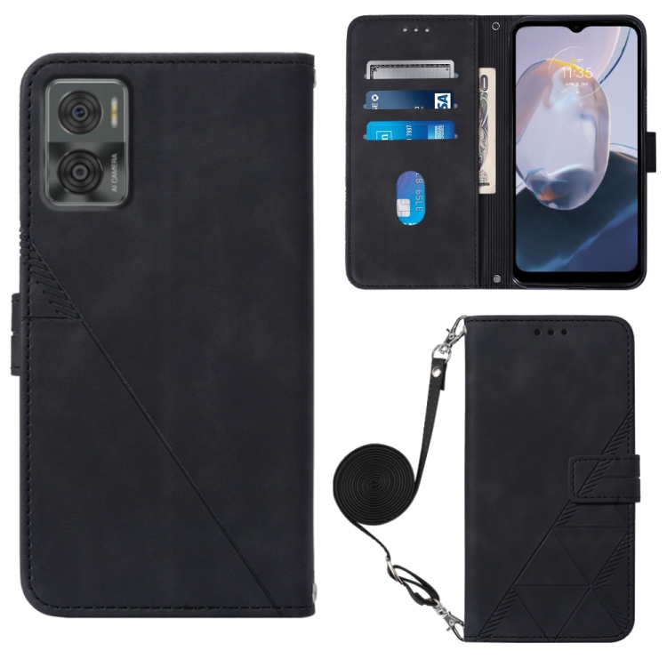 

For Motorola Moto E22 4G / E22i 4G Crossbody 3D Embossed Flip Leather Phone Case(Black)