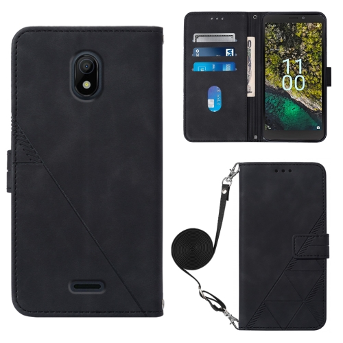 

For Nokia C100 Crossbody 3D Embossed Flip Leather Phone Case(Black)