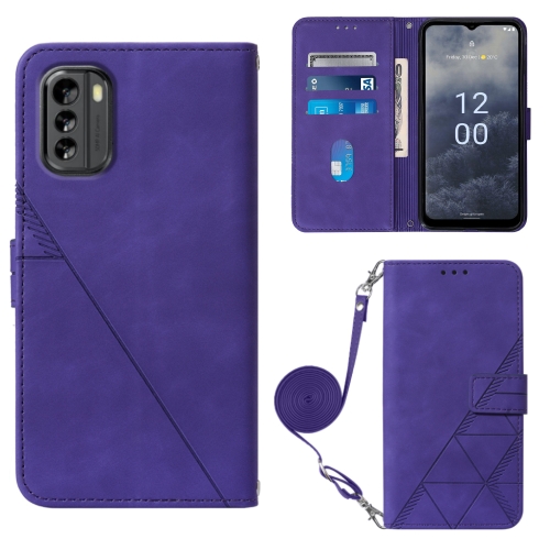 

For Nokia G60 5G Crossbody 3D Embossed Flip Leather Phone Case(Purple)