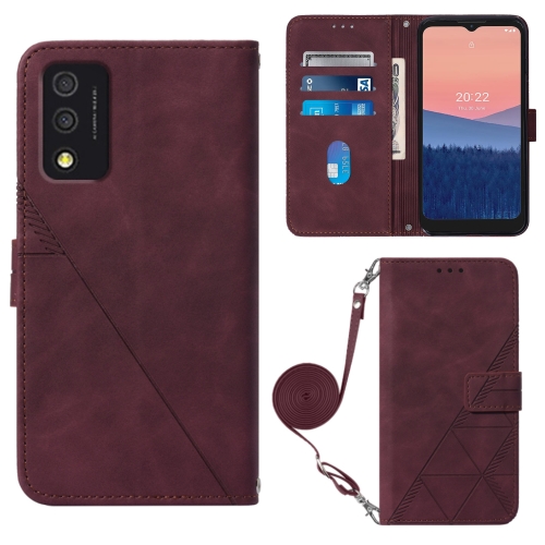 

For TCL 30T T603DL Crossbody 3D Embossed Flip Leather Phone Case(Wine Red)