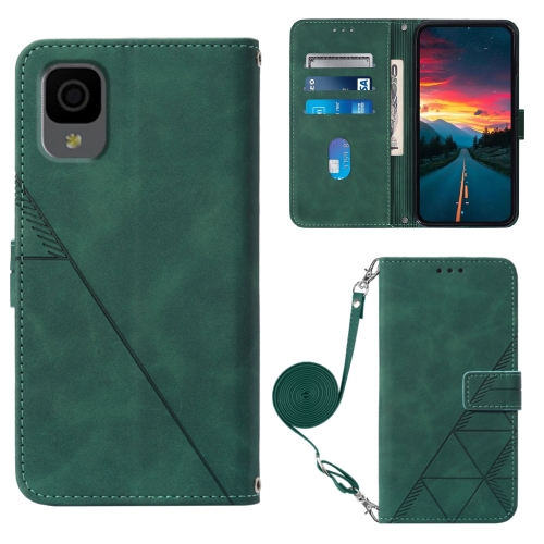 

For TCL 30Z T602DL Crossbody 3D Embossed Flip Leather Phone Case(Dark Green)