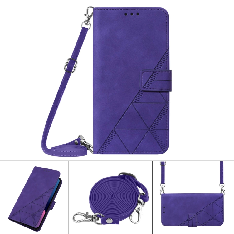 

TCL 305i With fingerprint Crossbody 3D Embossed Flip Leather Phone Case(Purple)