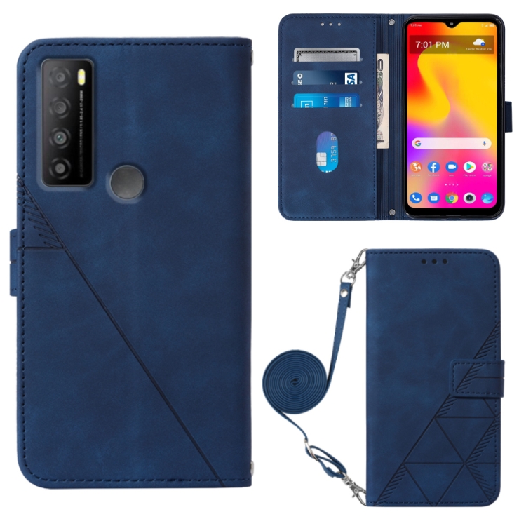 

For TCL 30XL T701DL Crossbody 3D Embossed Flip Leather Phone Case(Blue)
