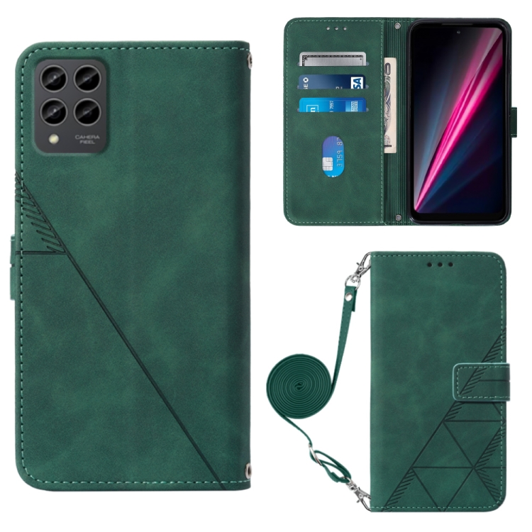 

For T-Mobile Revvl 6 Pro 5G Crossbody 3D Embossed Flip Leather Phone Case(Dark Green)