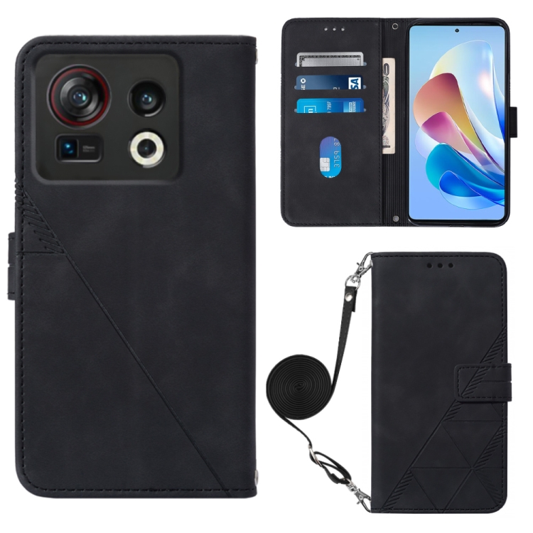 

For ZTE Nubia Z40S Pro Crossbody 3D Embossed Flip Leather Phone Case(Black)