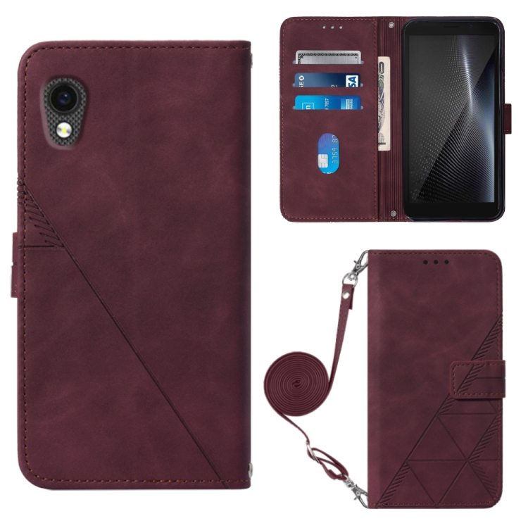 

For Cubot Pocket Crossbody 3D Embossed Flip Leather Phone Case(Wine Red)