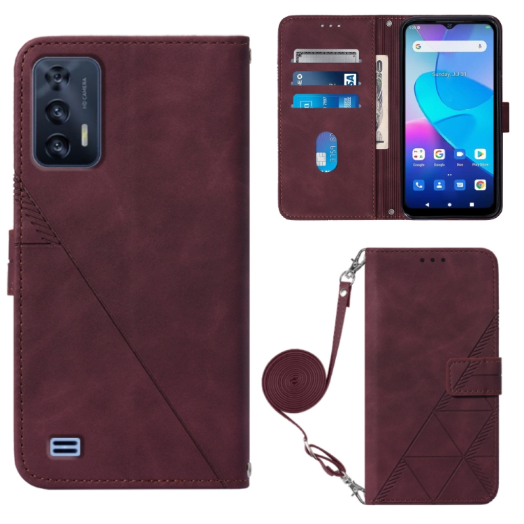 

For Oukitel C31 Crossbody 3D Embossed Flip Leather Phone Case(Wine Red)
