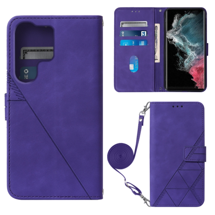 

For Samsung Galaxy S23 Ultra 5G Crossbody 3D Embossed Flip Leather Phone Case(Purple)