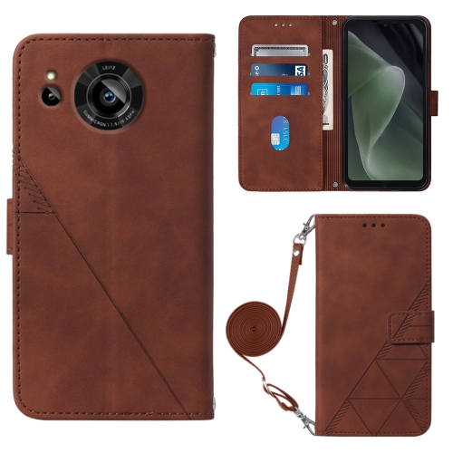 

For Sharp Aquos Sense7 SH-V48 Crossbody 3D Embossed Flip Leather Phone Case(Brown)