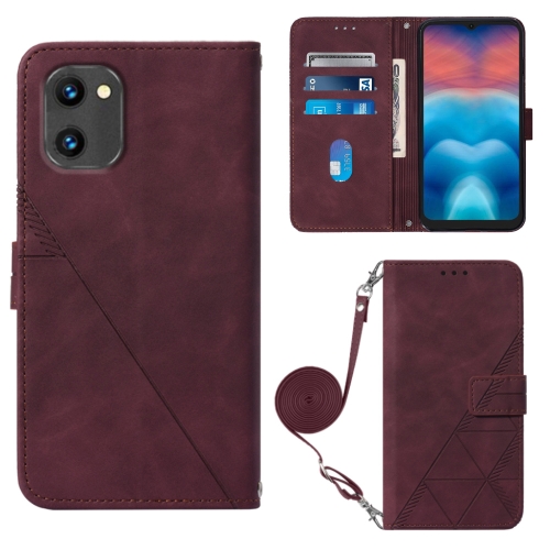 

For UMIDIGI G1 Crossbody 3D Embossed Flip Leather Phone Case(Wine Red)