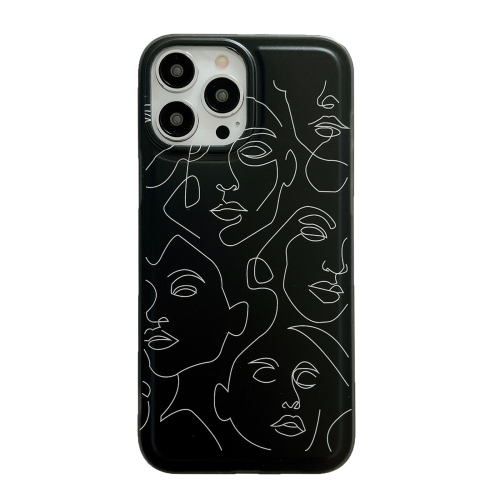 

For iPhone 14 Pro Translucent Frosted IMD TPU Phone Case(Black Abstract Face)