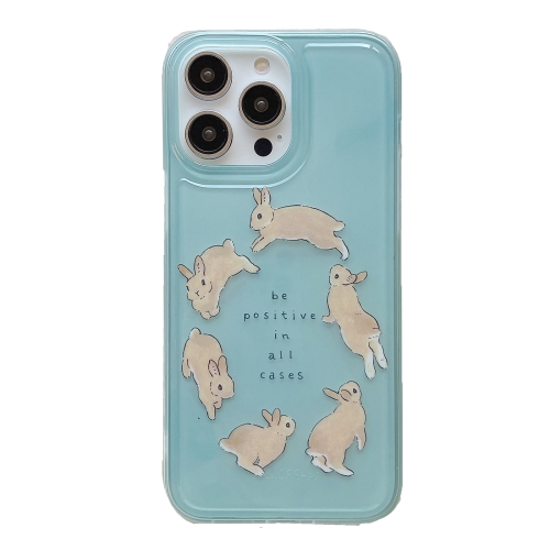 

For iPhone 13 Translucent Frosted IMD TPU Phone Case(Blue Rabbit Run)