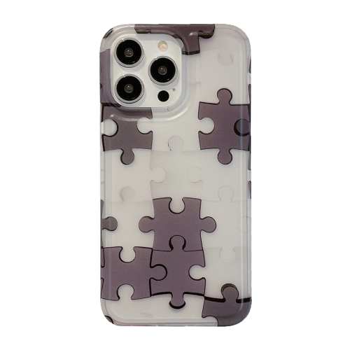 

For iPhone 13 Pro Translucent Frosted IMD TPU Phone Case(Gray White Puzzle)