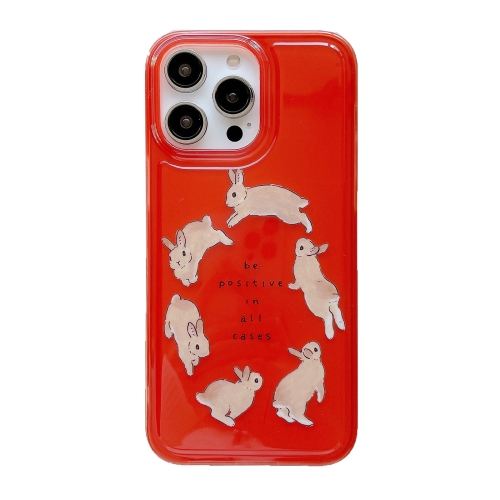 

For iPhone 13 Pro Max Translucent Frosted IMD TPU Phone Case(Red Rabbit Run)