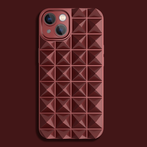 

For iPhone 14 Plus Riveted Smooth TPU Phone Case(Wine Red)