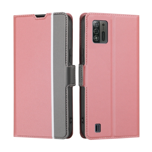 

For ZTE Blade A52 Lite Twill Texture Side Buckle Leather Phone Case(Pink)