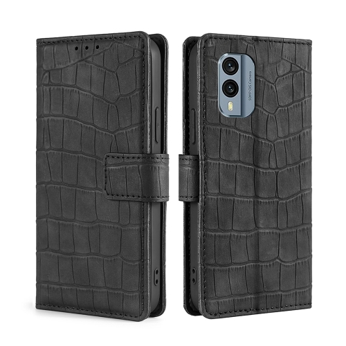 

For Nokia X30 5G Skin Feel Crocodile Magnetic Clasp Leather Phone Case(Black)