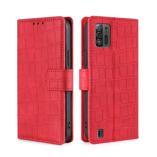 

For ZTE Blade A52 Lite Skin Feel Crocodile Magnetic Clasp Leather Phone Case(Red)