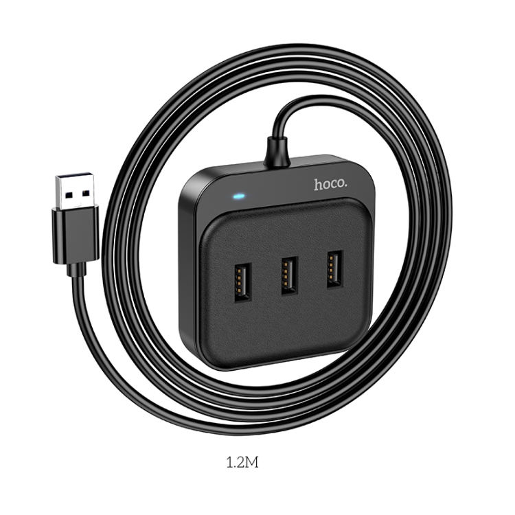 

hoco HB31 Easy 4 in 1 USB to USB2.0x4 Converter, Cable Length:1.2m(Black)