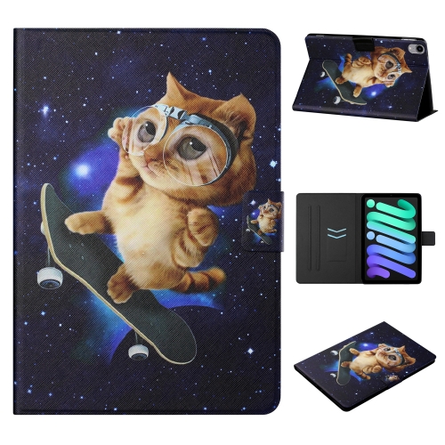 

For iPad 10th Gen 10.9 2022 Colored Drawing Pattern Flip Leather Smart Tablet Case(Skateboard Cat)